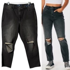 NWT Hollister Ultra High Rise Mom Jean black dresses denim jeans crop pants 32